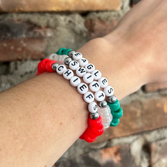3 Taylor Swift Friendship Bracelets Glow in the Dark Chiefs Eagles Football NFL - Picture 2 of 2